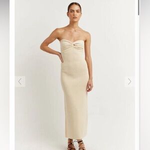 NWT DISSH Anika buttermilk knit strapless midi dress